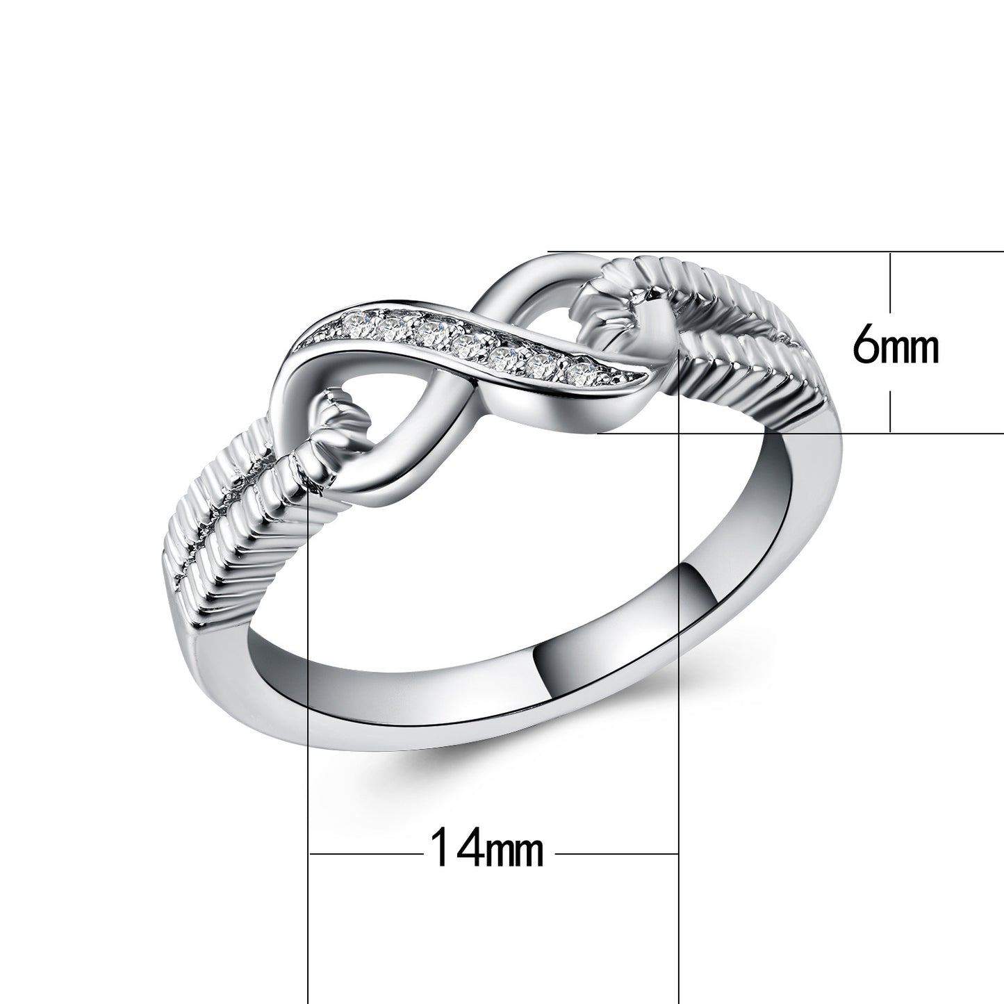 Fashion Women's Rings Copper Plated White Gold and Zircon Wedding Rings
